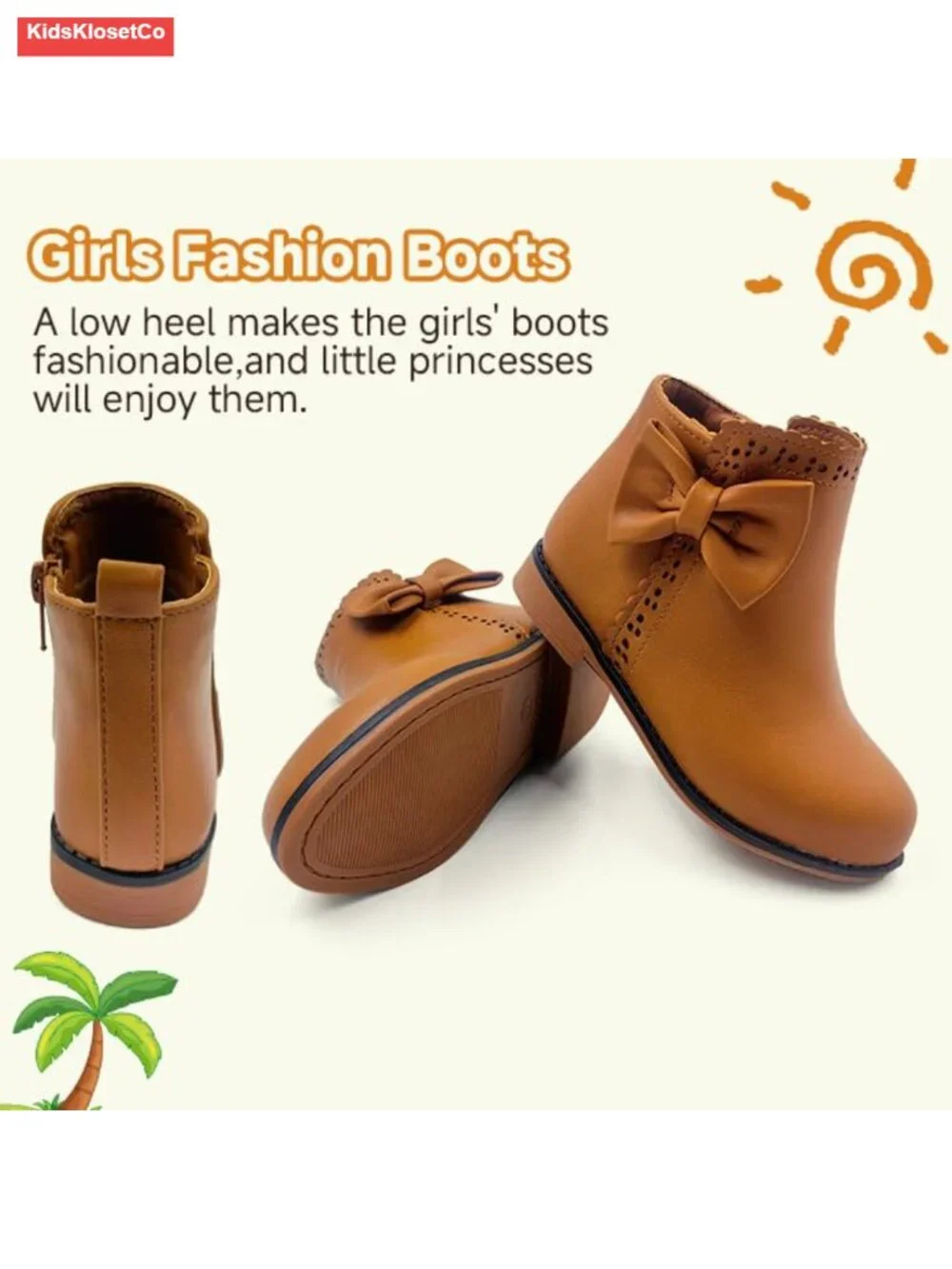 Girls Suede Ankle Boots with Zipper Toddler Little Kids Winter Booties